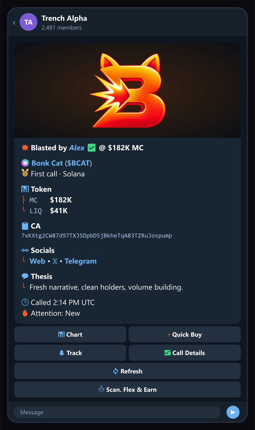 Your Blast in the group: your name and the entry, locked.