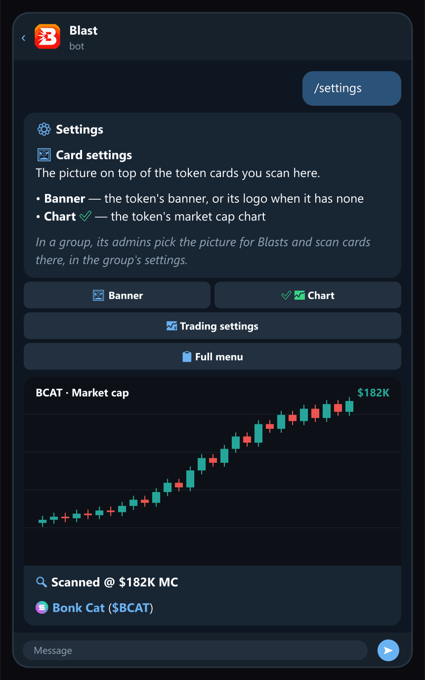 /settings: Banner or Chart on top of your scan cards.